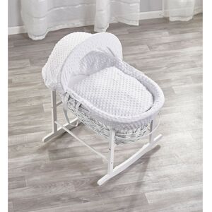 Isabelle & Max Lenore Dimple Wicker Moses Basket with Bedding and Stand White 30cm H X 40cm W X 86cm L