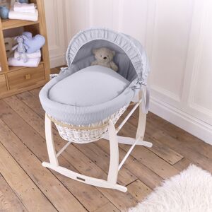 Clair De Lune Waffle Wicker Moses Basket Grey 26cm H X 29cm W X 66cm L