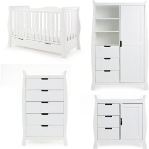 Obaby Stamford Cot Bed 4-Piece Nursery Furniture Set White 70 x 140 cm