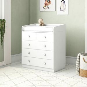 HoneyBee Nursery Aarav 5 Drawer Changing Table White 92cm H X 80cm W X 48cm D