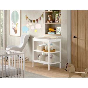 Vipack DINO changing and side shelf, with 3 shelves, solid beech wood, natural lacquered White 95cm H X 79cm W X 50cm D