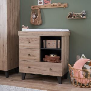 Tutti Bambini Como Changing Unit Distressed Oak Slate Grey 93.5cm H X 88cm W X 50cm D