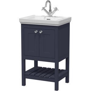 Hudson Reed Bexley 500mm Free Standing Single Bathroom Vanity with Fireclay Top Indigo Blue 865mm H X 531mm W X 406mm D