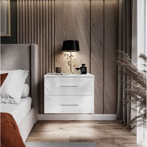 Ivy Bronx Varonique 2 Drawer Bedside Table White 42cm H X 55cm W X 37cm D