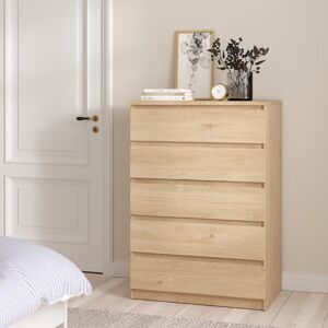 Latitude Run Parley 5 Drawer 77Cm W Chest of Drawers Jackson Hickory Oak 111.3cm H X 77cm W X 50cm D