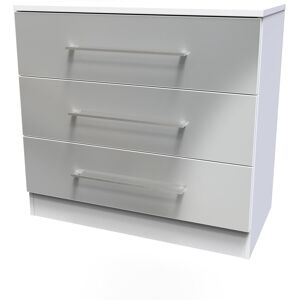 Brayden Studio Fully Assembled Aidah 3 - Drawer Chest of Drawers Uniform Grey Gloss/White 69.5cm H X 76.5cm W X 41.5cm D