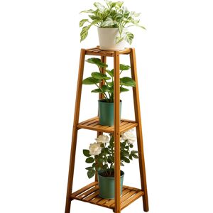 Borough Wharf Tilsworth Tall Natural Bamboo Tall Plant Stand 3 Tier Shelf Plant Holder Home Furniture Brown 96.5cm H X 30.5cm L X 30.5cm D