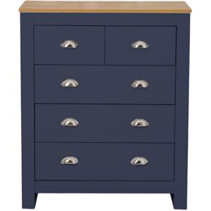 ClassicLiving Susana 5 Drawer 79Cm W Chest of Drawers Blue/Oak 95cm H X 79cm W X 40cm D