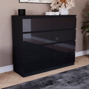 17 Stories Oslo 8 Drawer High Gloss Chest, (FSC 100%) Bedroom Home Storage Furniture Black 95.5cm H X 120cm W X 40cm D