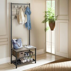 Latitude Run Aketzali Hall Tree 72.5cm Wide Grey Rustic with Shoe Storage Shelves Entryway Hallway Furniture Black;Brown 184.5cm H X 72.5cm W X 33cm D