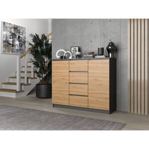 Metro Tian 4 Drawer Combi Chest Anthracite/Artisan 97cm H X 120cm W X 40cm D