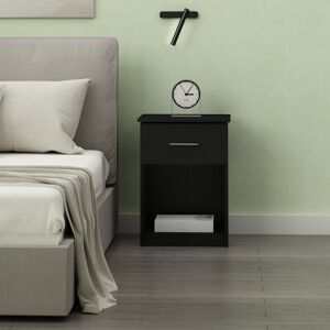 17 Stories Helio 1 Drawer Bedside Table Black Oak 61.5cm H X 45.2cm W X 39.6cm D