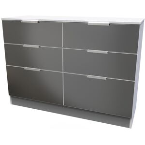 Brayden Studio Fully Assembled Aftin 6 Drawer 112Cm W Double Dresser Black/White 79.5cm H X 112cm W X 41.5cm D