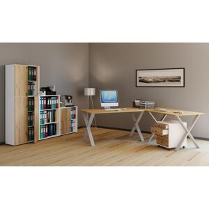 17 Stories Remey Rectangle Writing Desk Brown/White 76cm H x 80cm W x 50cm D