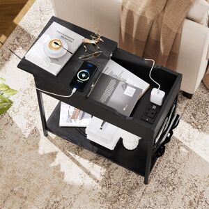 Ivy Bronx Side Table with Storage Black 60cm H X 60cm W X 31.5cm D
