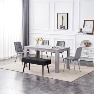 Fairmont Park Dining Table and 4 Velvet Chairs With 1 Bench Dining Set Furniture Grey/Grey 75cm H x 140cm L x 80cm W
