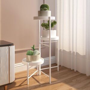 17 Stories Plant Stand Indoor Metal Corner Plant Pot Stands For Multiple Plants, Tiered Plant Stands Folding Flower Display Holders Rack Shelf For Garden Balcon White 63cm H X 24.5cm L X 24.5cm D