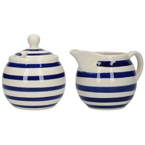 London Pottery Sugar and Creamer Set Blue Bands