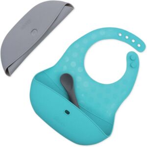 BBLÜV Pöket baby bib with spoon Grey/Aqua 2 pc