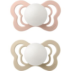 BIBS Couture Glow Silicone Size 2: 6+ months dummy Blush / Vanilla 2 pc