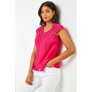 Roman Lace Yoke Cap Sleeve Crinkle Blouse 20 female