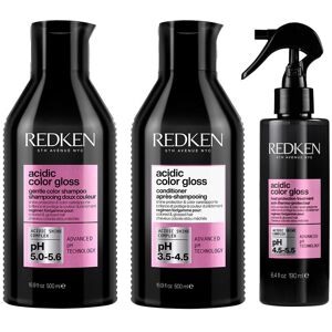 Redken Acidic Color Gloss Shampoo 300ml, Glass Gloss Treatment 237ml,