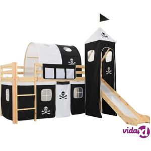 vidaXL Children's Loft Bed Frame with Slide & Ladder Pinewood 97x208 cm