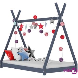 vidaXL Kids Bed Frame Grey Solid Pine Wood 80x160 cm
