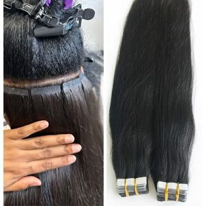 xbeauty Straight Tape In Hair Extensions Skin Weft Tape In Hair Extensions 20Pcs 50G/Pack Adhesive Invisible 100% Real Human Hair Women