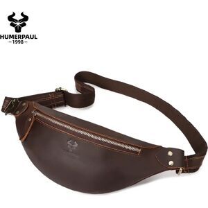 HUMERPAUL 100% Crazy Horse Leather Waist Belt Bags Retro Fanny Pack for Cell Phone Multifunction Outdoor Travel Chest Bag