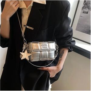NONE Sliver Square Bag 2025 Fashion Versatile Silver Shoulder Crossbody Bag Female Travel Shopping Bags Luxury Mobile Phone Bag
