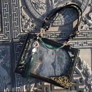 NONE Chinese Style Leisure Commuting Travel Tassel Large Capacity Hand-Held Shoulder Crossbody Tote Phone Storage Bag