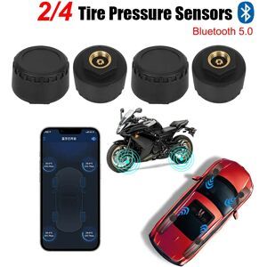 NONE Bluetooth 5.0 Sensors Motorcycle TPMS 0-100PSI Car Tire Pressure Monitoring System For Android/IOS Tyre Tester Auto Accessrories