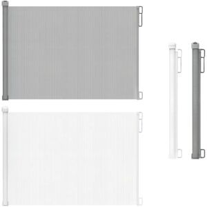 NONE 130CM Retractable Dog Gate,Adjustable,for Stairs/Doorways/Kitchen, Portable Safety Gate with Double Locking System,White