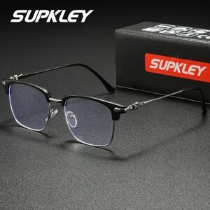 SUPKLEY Fashion And Artistic Half Frame Anti Blue Light Glasses With Square Frame To Reduce Blue Light When Watching Computers