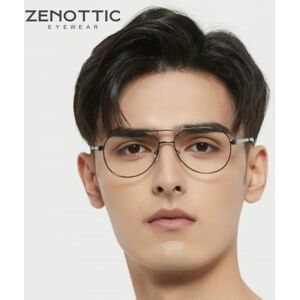 ZENOTTIC Pilot Computer Glasses Frame Metal Optical Eyewear Anti Blue Light Progeessive Prescription Eyeglasses Frame