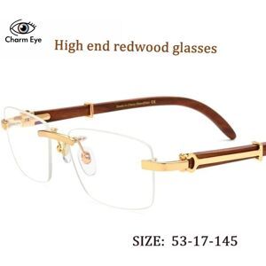 QUETING New Redwood Optical Glasses High-end Men Metal Handmade Square Eyeglass Frame Women Myopia Reading Anti Blue Light Eyewear