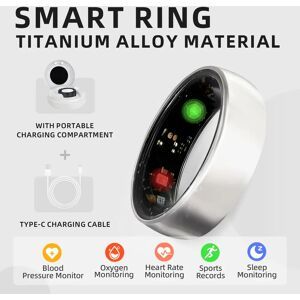 NONE Titanium Alloy Smart Ring, Health Tracker with Blood Pressure/Oxygen/Heart Rate Monitor, Sleep & Sports Tracking, IP68 Waterproo