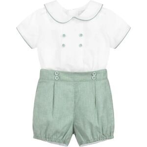 NONE Baby Boys Toddler Suit White Shirt Green Shorts Brother Sister Matching Clothes Set Wedding Outfit