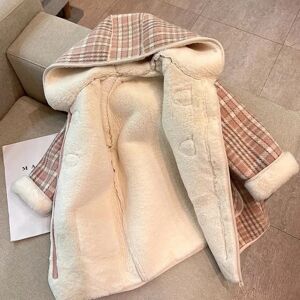 NONE Girls' Plaid Hooded Fleece Coat - Winter Jacket for 2-9 Years, Cozy Kids Outerwear for Baby Toddler Coat for Girls