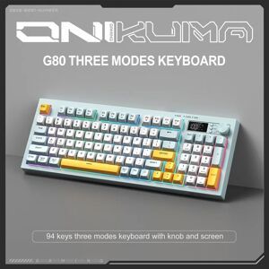 NONE Onikuma 2025 NEW G80 Tri-mode Wired Bluetooth Wireless Gaming Keyboard Gasket Full Key Hot Swap 94 Keys Electronic Screen