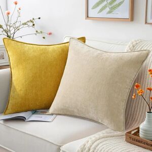 NONE Couch Throw Pillow Covers Set of 2,Decorative Soft Euro Neutral Chenille Pillow Covers with Elegant Design for Sofa Home Decor