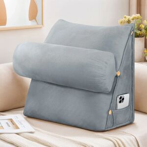 NONE Back Support Pillow with Neck Pillow, Back Cushion Bed Sofa with Removable Neck Roll and Side Pocket, Wedge Support Cushion