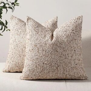 NONE Striped Throw Pillow Covers Set of 2 Textured Boucle Chic Morden Boho Accent Farmhouse Square Decorative Couch Pillow Covers