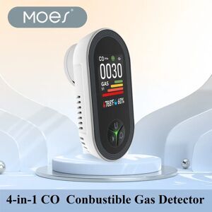 MOES 4-in-1 Plug-in Gas Detector - CO & Combustible Gas Monitor with Temp/Humidity Sensor, Built-in Alarm, Digital Display​​