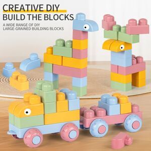 NONE Baby Soft Rubber Building Blocks Newest Large Particles Can Chew for Children's Early Educational Puzzle DIY Assembling Blocks