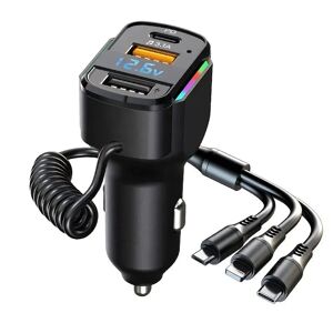 DailySale 3-in-1 65W 3-port USB PD Fast Car Charger