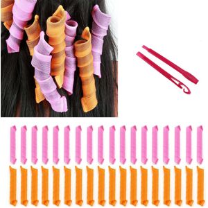 DailySale 36-Pieces: Elastic DIY Magic Hair Curlers Rollers Curlformers Spiral Ringlet