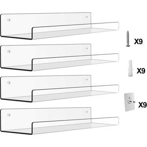 DailySale 4-Pack: 15 inches Clear Acrylic Floating Shelves with 2 Mounting Ways