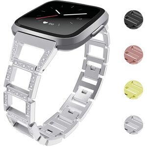 Strapsco Square Link Alloy Bracelet w/ Rhinestones for Fitbit Versa & Versa 2